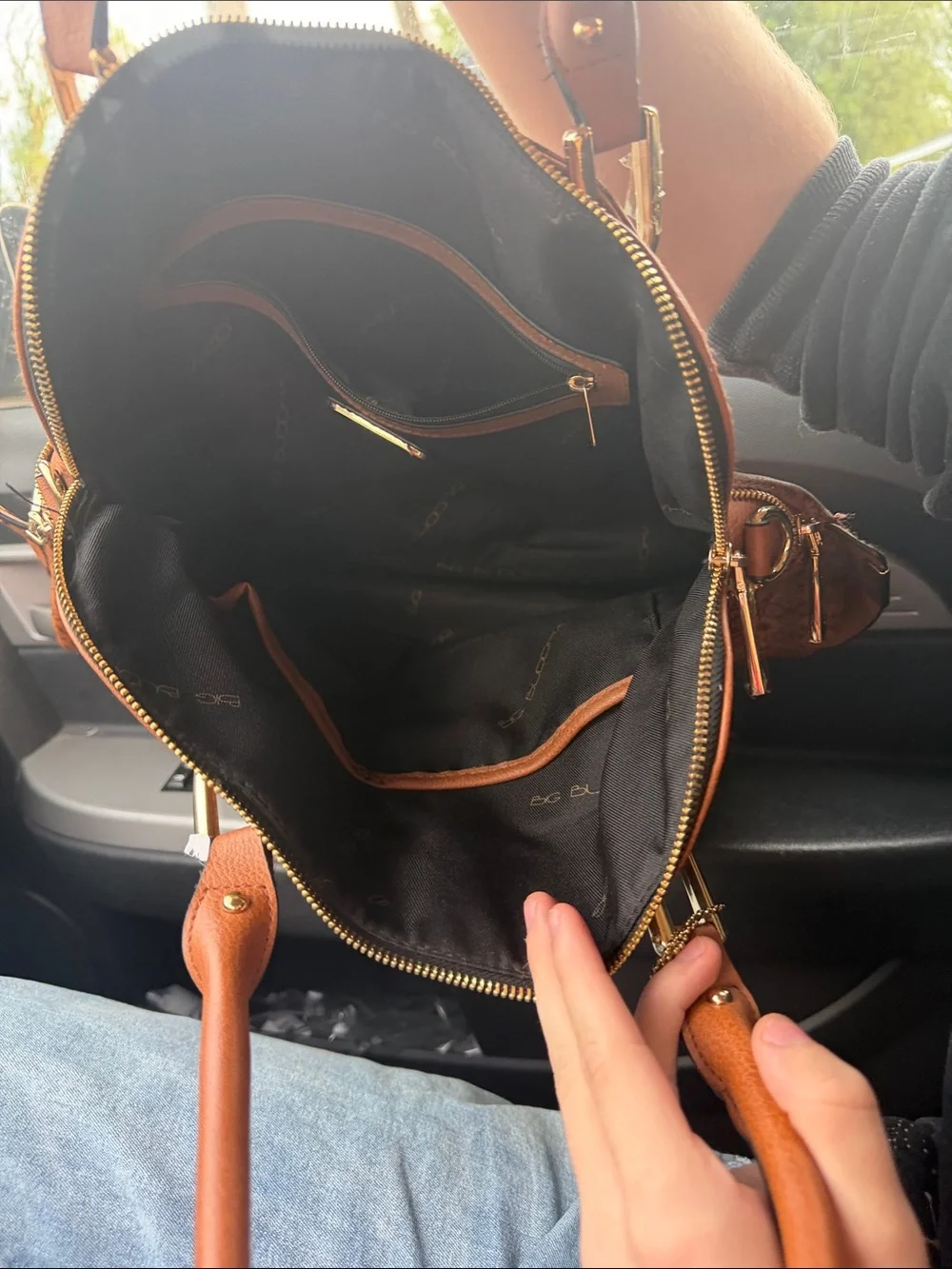 BIG BUDDHA FAUX LEATHER Dome Satchel with Gold Hardware AUTHENTIC